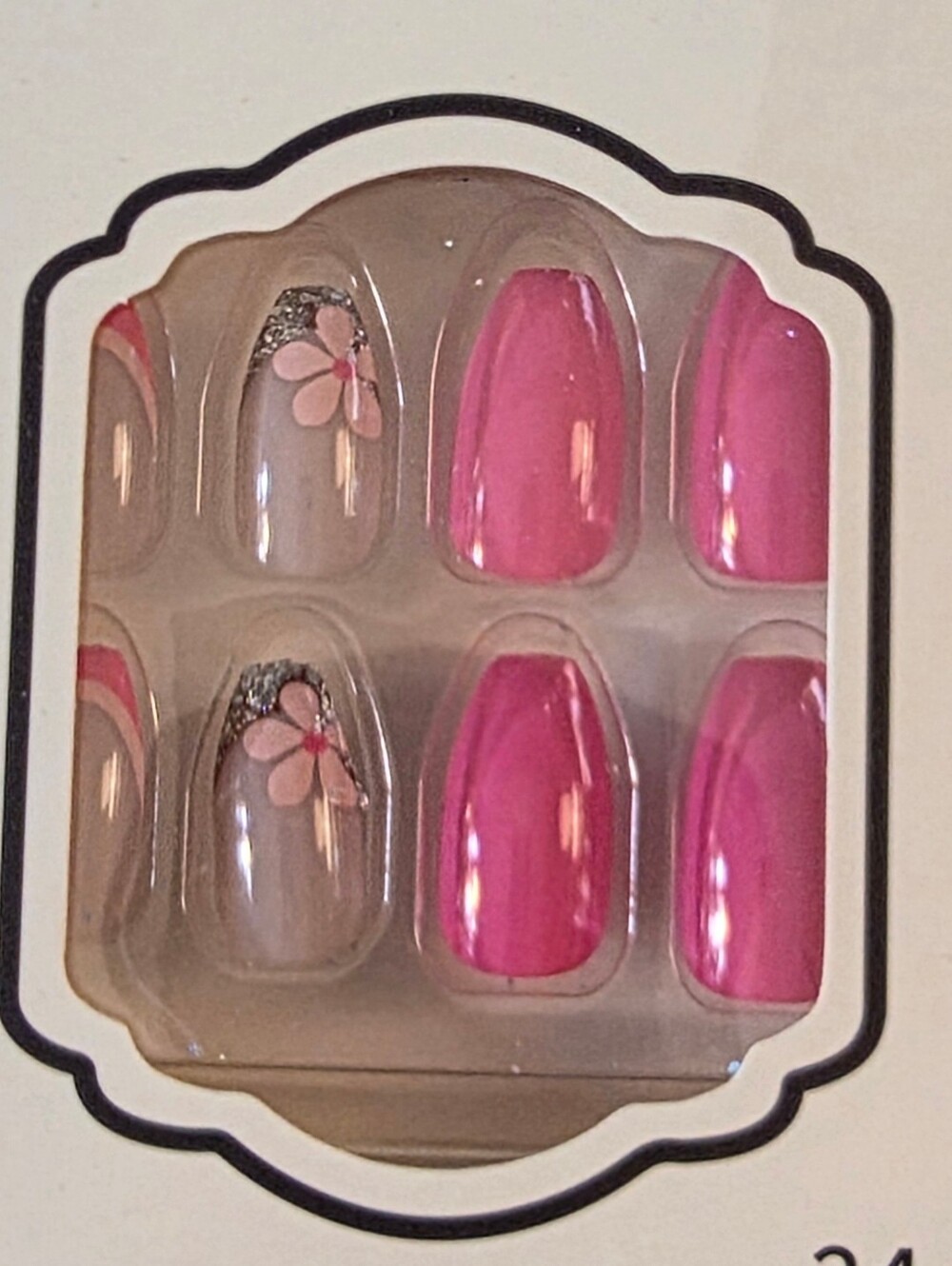 Pink Floral Press-On Nail Set